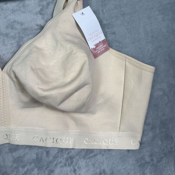 NWT New Cacique Beige Nude Unlined Full Coverage Wireless Bra Size 50D - Picture 3 of 10